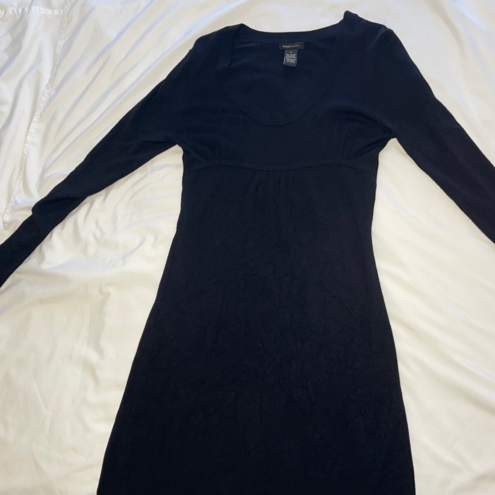 BCBG Maxazria long sleeve black sweater dress